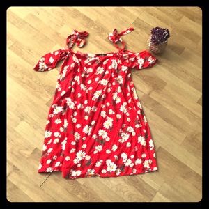 Red floral dress